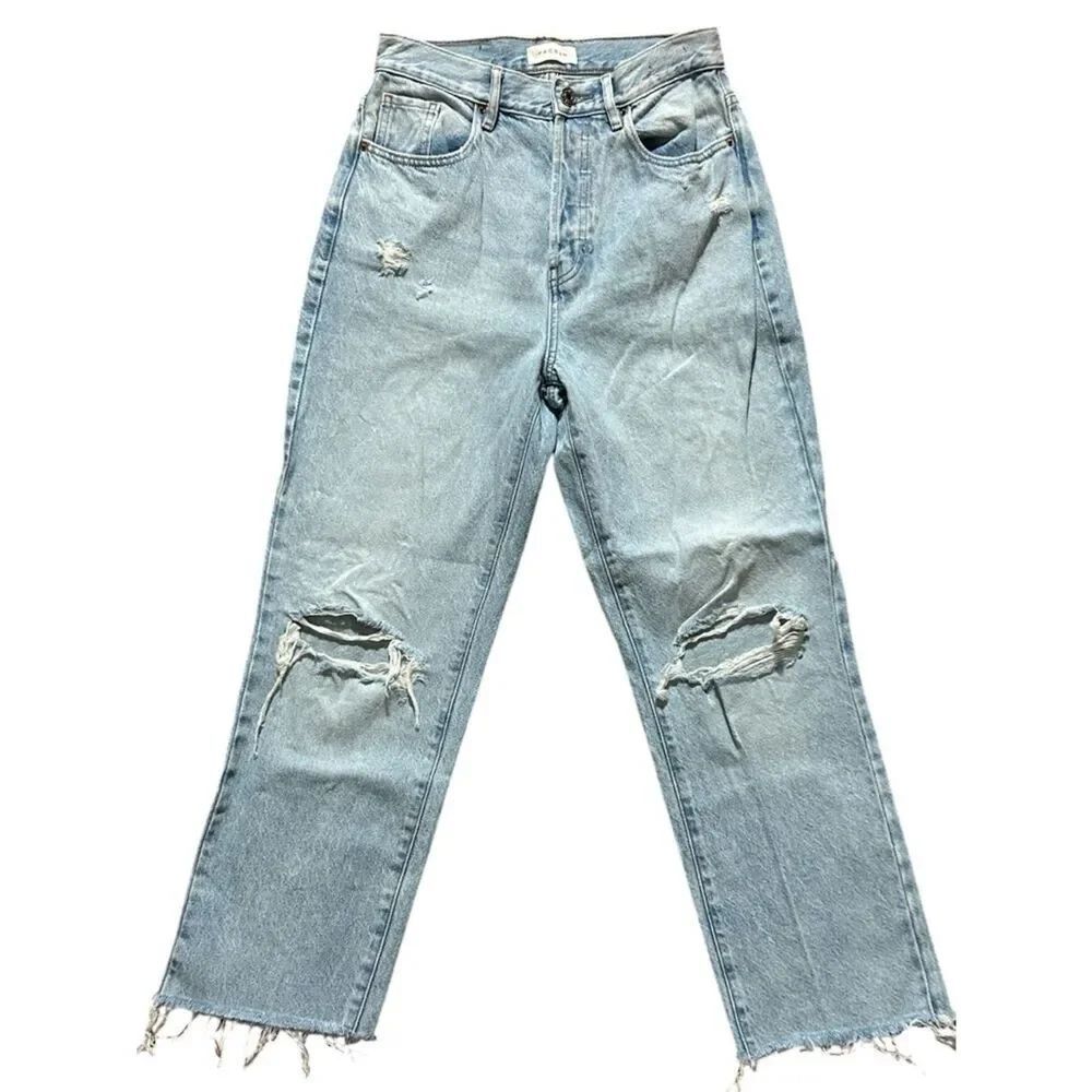 PacSun Light Wash Distressed Dad Capri Jeans